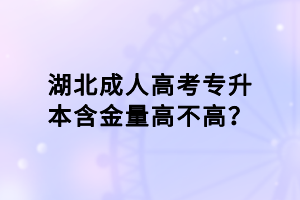湖北成人高考專升本含金量高不高？
