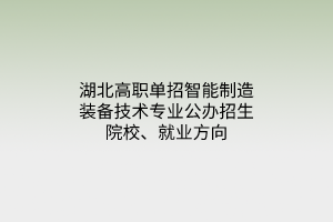 湖北高職單招智能制造裝備技術(shù)專業(yè)公辦招生院校、就業(yè)方向