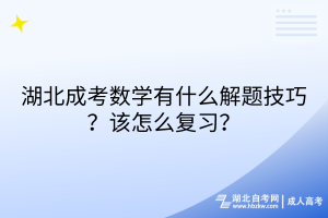 湖北成考數(shù)學(xué)有什么解題技巧？該怎么復(fù)習(xí)？