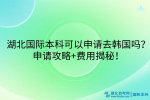 湖北國際本科可以申請去韓國嗎？申請攻略+費用揭秘！