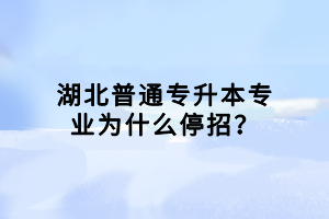 湖北普通專升本專業(yè)為什么停招？