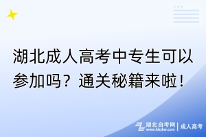 湖北成人高考中專生可以參加嗎？通關(guān)秘籍來啦！