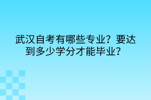 武漢自考有哪些專業(yè)？要達(dá)到多少學(xué)分才能畢業(yè)？