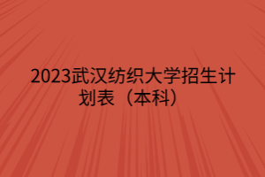 2023武漢紡織大學(xué)招生計劃表（本科）