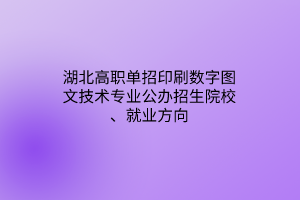 湖北高職單招印刷數字圖文技術專業(yè)公辦招生院校、就業(yè)方向