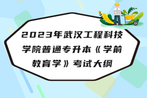 2023年武漢工程科技學(xué)院普通專升本《學(xué)前教育學(xué)》考試大綱