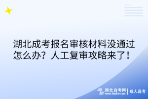 湖北成考報名審核材料沒通過怎么辦？人工復審攻略來了！