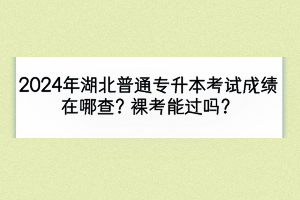 2024年湖北普通專升本考試成績在哪查？裸考能過嗎？