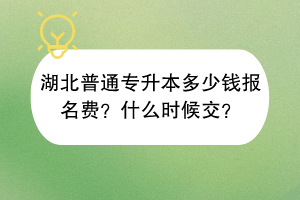 湖北普通專升本多少錢報(bào)名費(fèi)？什么時候交？