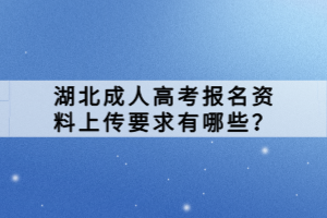 湖北成人高考報(bào)名資料上傳要求有哪些？