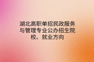 湖北高職單招民政服務(wù)與管理專業(yè)公辦招生院校、就業(yè)方向