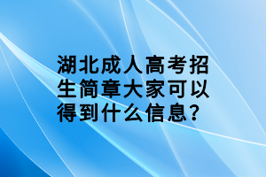 湖北成人高考招生簡章大家可以得到什么信息？