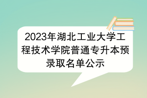 2023年湖北工業(yè)大學工程技術(shù)學院普通專升本預錄取名單公示