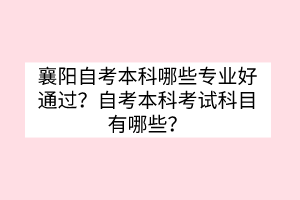襄陽自考本科哪些專業(yè)好通過？自考本科考試科目有哪些？