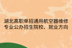 湖北高職單招通用航空器維修專業(yè)公辦招生院校、就業(yè)方向
