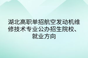 湖北高職單招航空發(fā)動機(jī)維修技術(shù)專業(yè)公辦招生院校、就業(yè)方向