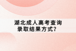 湖北成人高考查詢錄取結(jié)果方式？