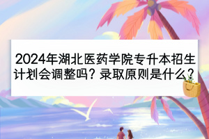 2024年湖北醫(yī)藥學院專升本招生計劃會調(diào)整嗎？錄取原則是什么？