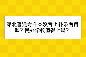 湖北普通專升本沒考上補錄有用嗎？民辦學(xué)校值得上嗎？