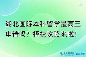 湖北國際本科留學(xué)是高三申請嗎？擇校攻略來啦！