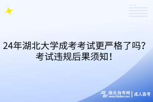 24年湖北大學(xué)成考考試更嚴(yán)格了嗎？考試違規(guī)后果須知！