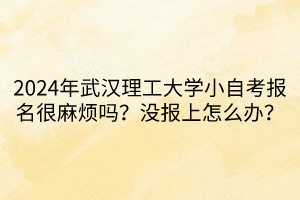 2024年武漢理工大學(xué)小自考報(bào)名很麻煩嗎？沒報(bào)上怎么辦？