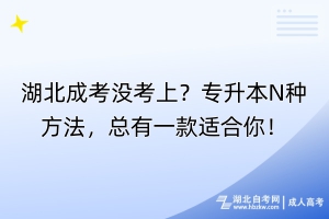 湖北成考沒考上？專升本N種方法，總有一款適合你！