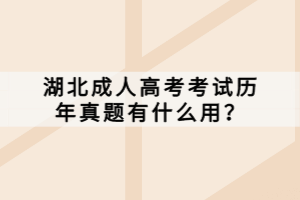 湖北成人高考考試歷年真題有什么用？