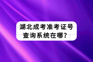 湖北成考準(zhǔn)考證號查詢系統(tǒng)在哪？