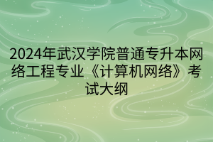 2024年武漢學(xué)院普通專(zhuān)升本網(wǎng)絡(luò)工程專(zhuān)業(yè)《計(jì)算機(jī)網(wǎng)絡(luò)》考試大綱