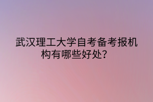 武漢理工大學自考備考報機構有哪些好處？