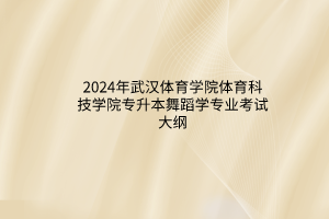 2024年武漢體育學(xué)院體育科技學(xué)院專(zhuān)升本舞蹈學(xué)專(zhuān)業(yè)考試大綱