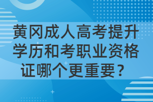 黃岡成人高考提升學(xué)歷和考職業(yè)資格證哪個更重要？