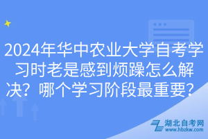 2024年華中農(nóng)業(yè)大學(xué)自考學(xué)習(xí)時老是感到煩躁怎么解決？哪個學(xué)習(xí)階段最重要？