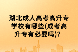 湖北成人高考高升專學(xué)校有哪些(成考高升專有必要嗎)？