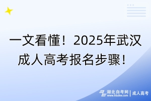 一文看懂！2025年武漢成人高考報名步驟！