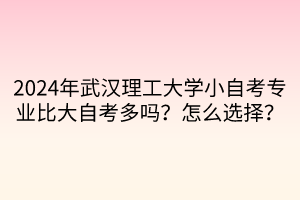 2024年武漢理工大學(xué)小自考專(zhuān)業(yè)比大自考多嗎？怎么選擇？  ?