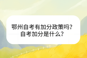 鄂州自考有加分政策嗎？自考加分是什么？