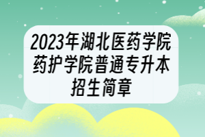 2023年湖北醫(yī)藥學(xué)院藥護(hù)學(xué)院普通專升本招生簡章
