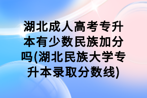 湖北成人高考專(zhuān)升本有少數(shù)民族加分嗎(湖北民族大學(xué)專(zhuān)升本錄取分?jǐn)?shù)線(xiàn))