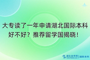 大專讀了一年申請湖北國際本科好不好？推薦留學(xué)國揭曉！