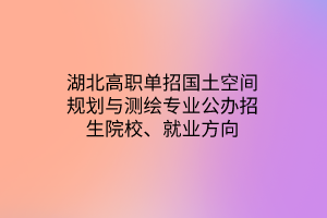 湖北高職單招國(guó)土空間規(guī)劃與測(cè)繪專業(yè)公辦招生院校、就業(yè)方向