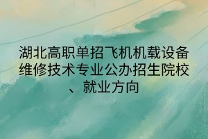 湖北高職單招飛機(jī)機(jī)載設(shè)備維修技術(shù)專業(yè)公辦招生院校、就業(yè)方向