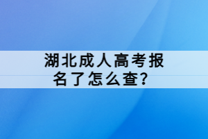 湖北成人高考報名了怎么查？