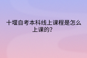 十堰自考本科線上課程是怎么上課的？