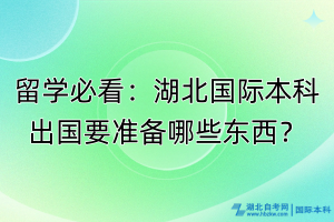 留學(xué)必看：湖北國際本科出國要準(zhǔn)備哪些東西？