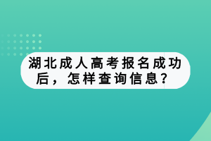 湖北成人高考報(bào)名成功后，怎樣查詢信息？