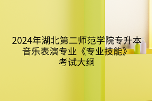 2024年湖北第二師范學院專升本音樂表演專業(yè)《專業(yè)技能》考試大綱