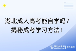 湖北成人高考能自學(xué)嗎？揭秘成考學(xué)習(xí)方法！