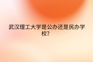 武漢理工大學(xué)是公辦還是民辦學(xué)校？